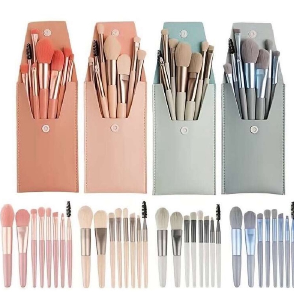 8pc Travel Make-up Brushes and Pouch
